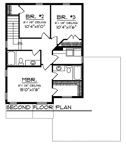 House Plan 75427 Second Level Plan
