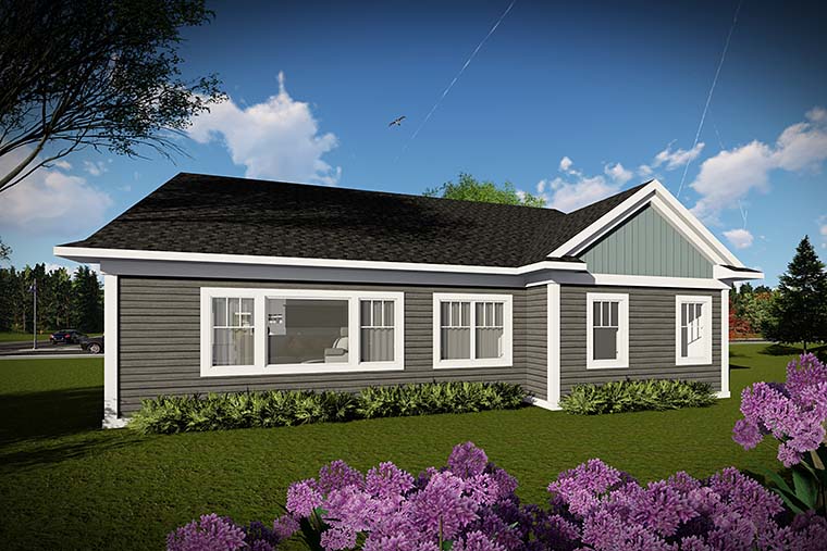 Cottage Country Craftsman Ranch Rear Elevation of Plan 75428