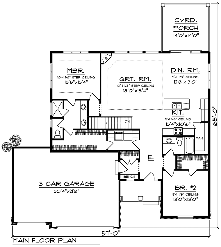 Cottage Craftsman Ranch Traditional Level One of Plan 75429