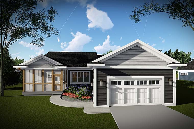 Cottage Country Craftsman Rear Elevation of Plan 75430