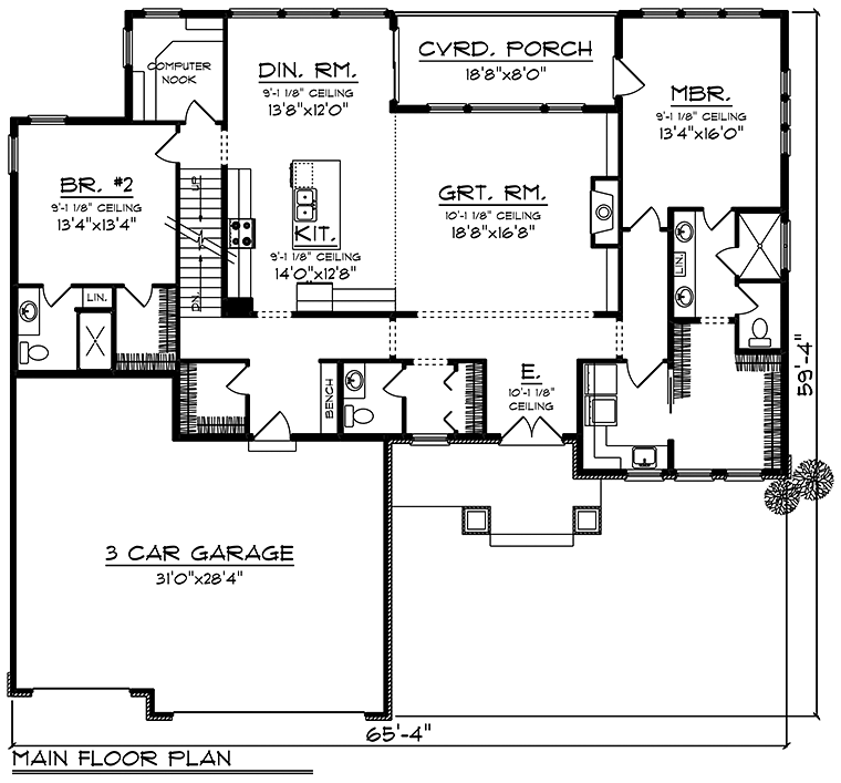 Cottage Country Craftsman Level One of Plan 75432