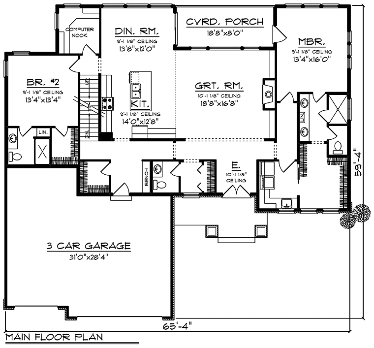 Plan 75432 | Craftsman Style with 2 Bed, 3 Bath, 3 Car Garage