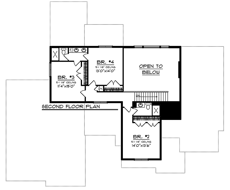 Country Farmhouse Level Two of Plan 75440