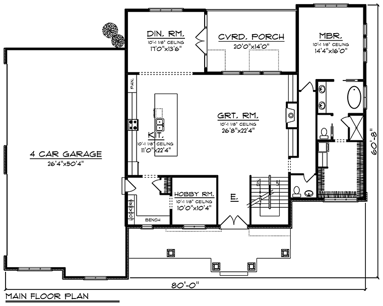 Country Craftsman Traditional Level One of Plan 75441