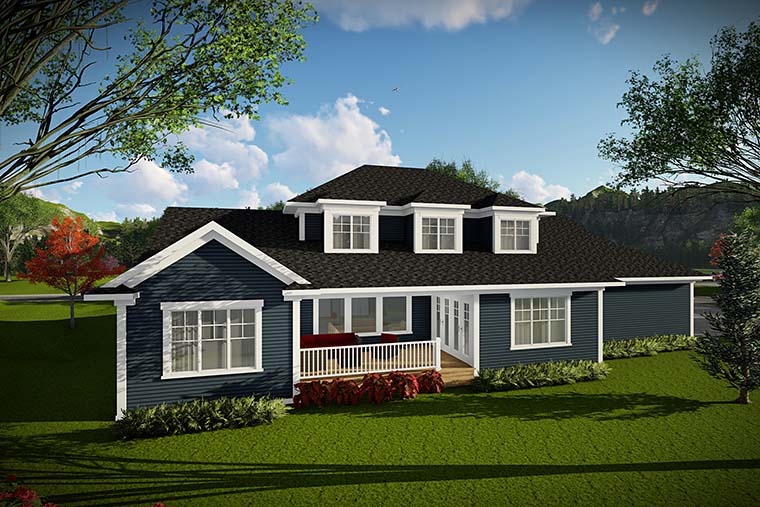 Country Craftsman Traditional Rear Elevation of Plan 75441