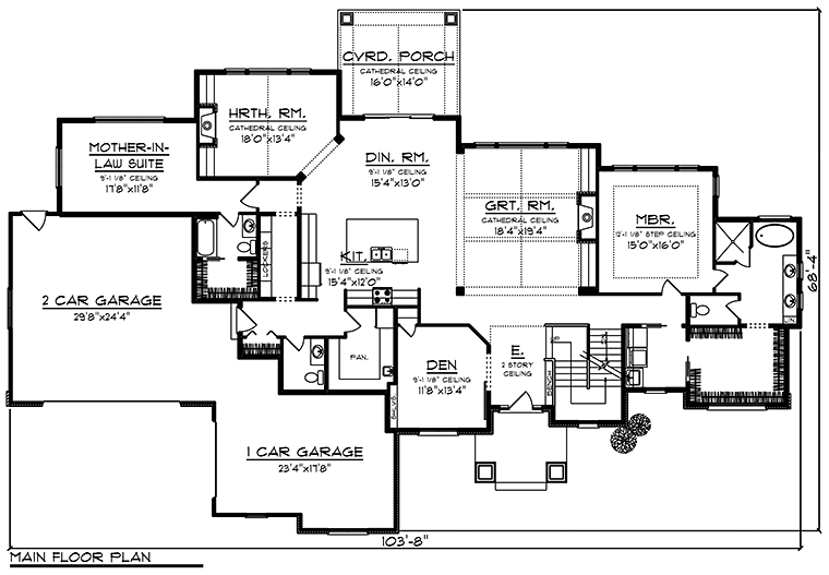 Craftsman Traditional Level One of Plan 75442