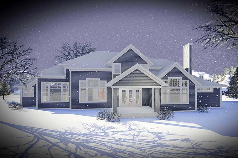 Craftsman Traditional Rear Elevation of Plan 75442