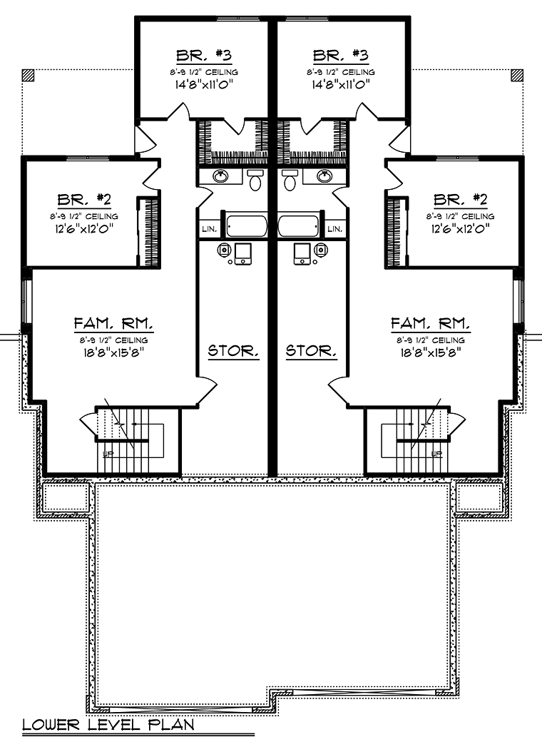 Modern Lower Level of Plan 75445