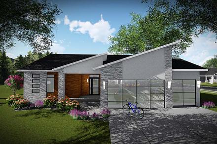 Modern Ranch Elevation of Plan 75450