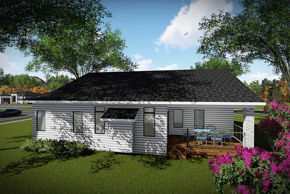 Modern Ranch Rear Elevation of Plan 75450