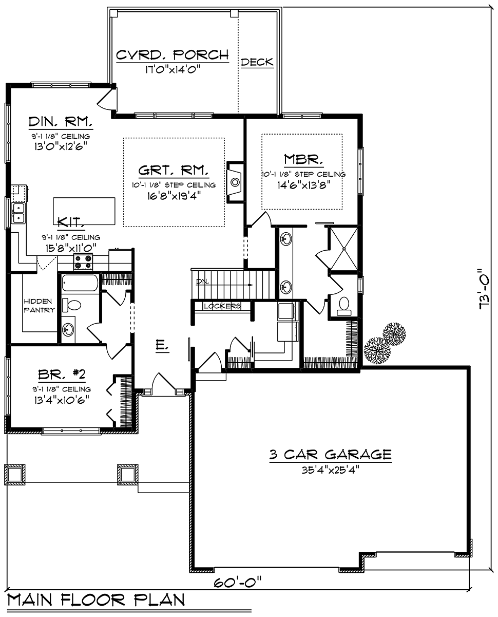 Craftsman Ranch Traditional Level One of Plan 75451