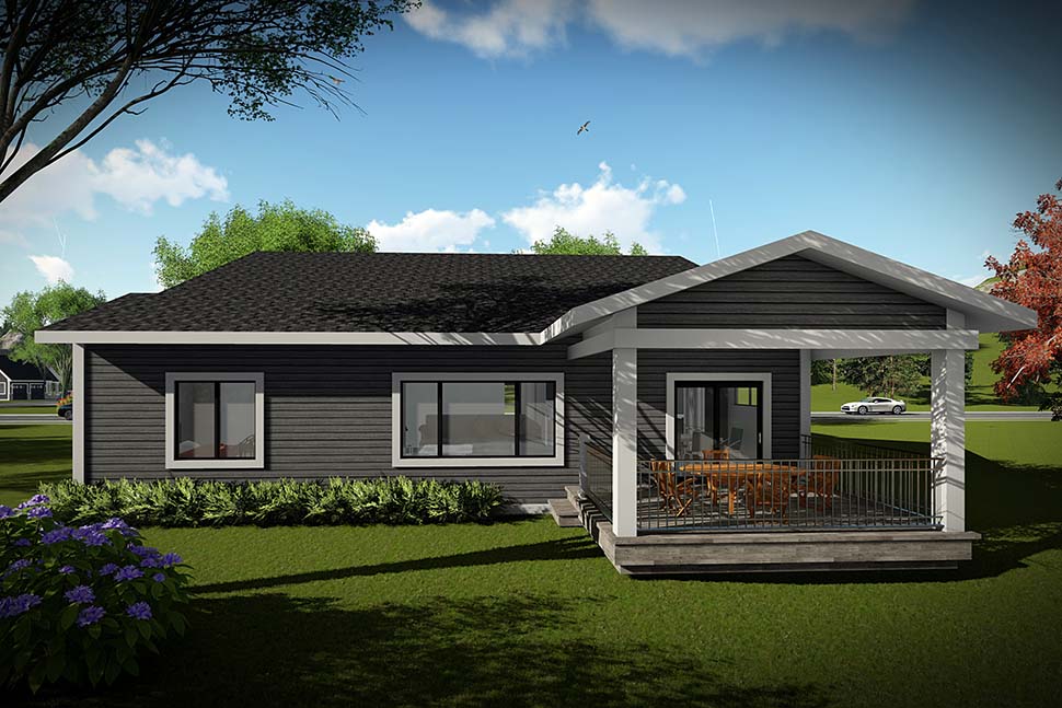 Modern Ranch Rear Elevation of Plan 75452