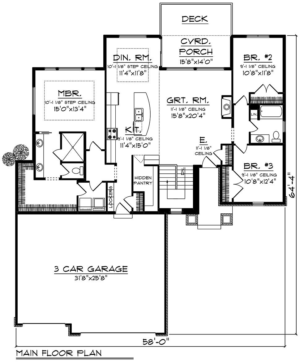 Craftsman Ranch Traditional Level One of Plan 75454