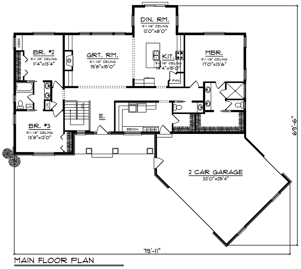 Farmhouse Ranch Level One of Plan 75459