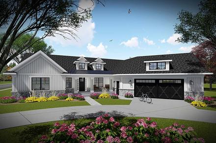 Farmhouse Ranch Elevation of Plan 75459