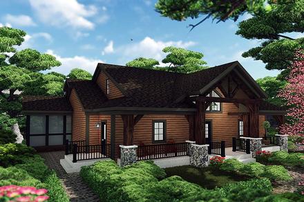 Cabin Craftsman Elevation of Plan 75460