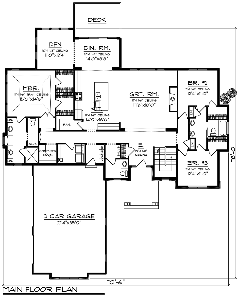 Craftsman Ranch Traditional Level One of Plan 75462