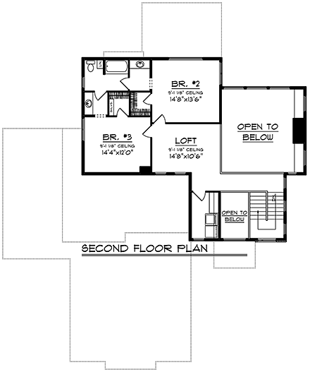 House Plan 75464 Second Level Plan