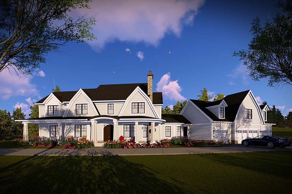 Country, Farmhouse, Southern Plan with 4724 Sq. Ft., 5 Bedrooms, 6 Bathrooms, 4 Car Garage Picture 2