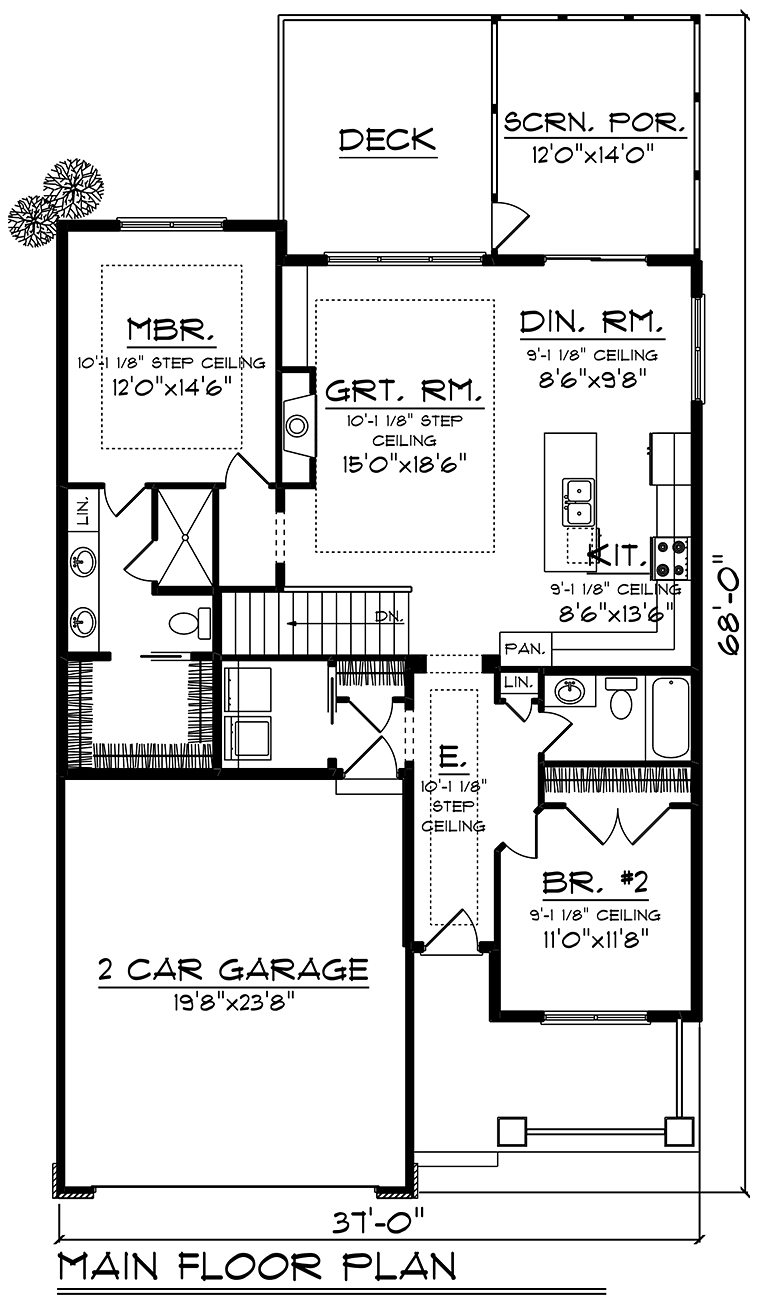 Craftsman Ranch Level One of Plan 75468