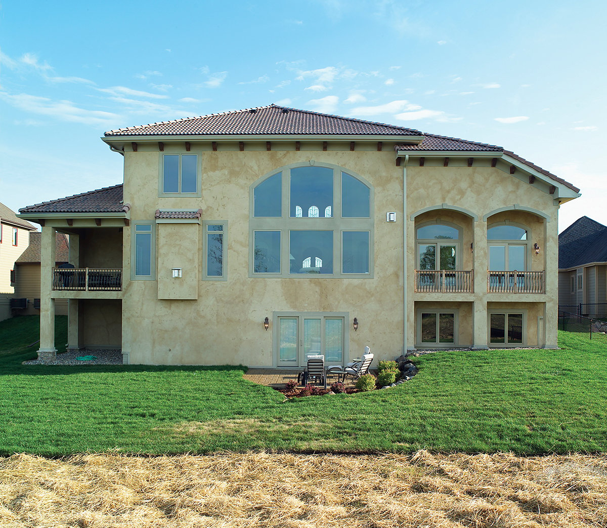 Mediterranean, Southwest, Tuscan Plan with 5410 Sq. Ft., 4 Bedrooms, 4 Bathrooms, 3 Car Garage Rear Elevation