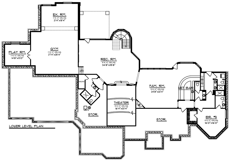 Mediterranean Ranch Southwest Lower Level of Plan 75475