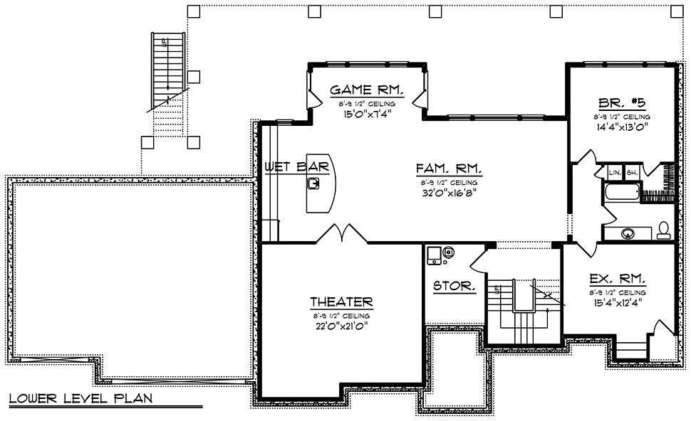 Traditional Lower Level of Plan 75477