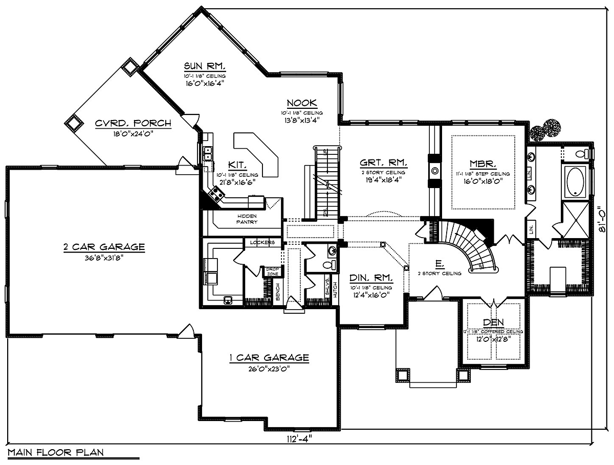 Craftsman Ranch Traditional Level One of Plan 75479