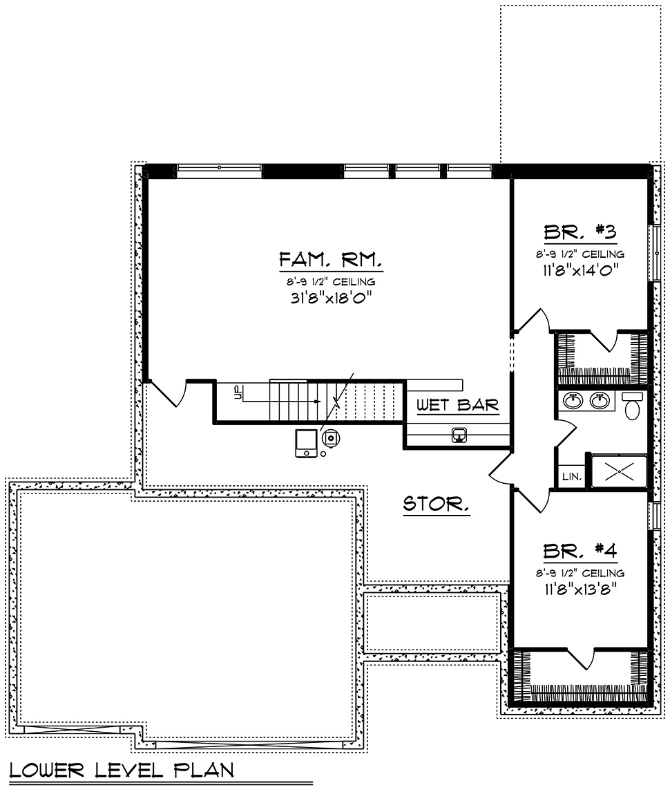 Craftsman Ranch Traditional Lower Level of Plan 75480
