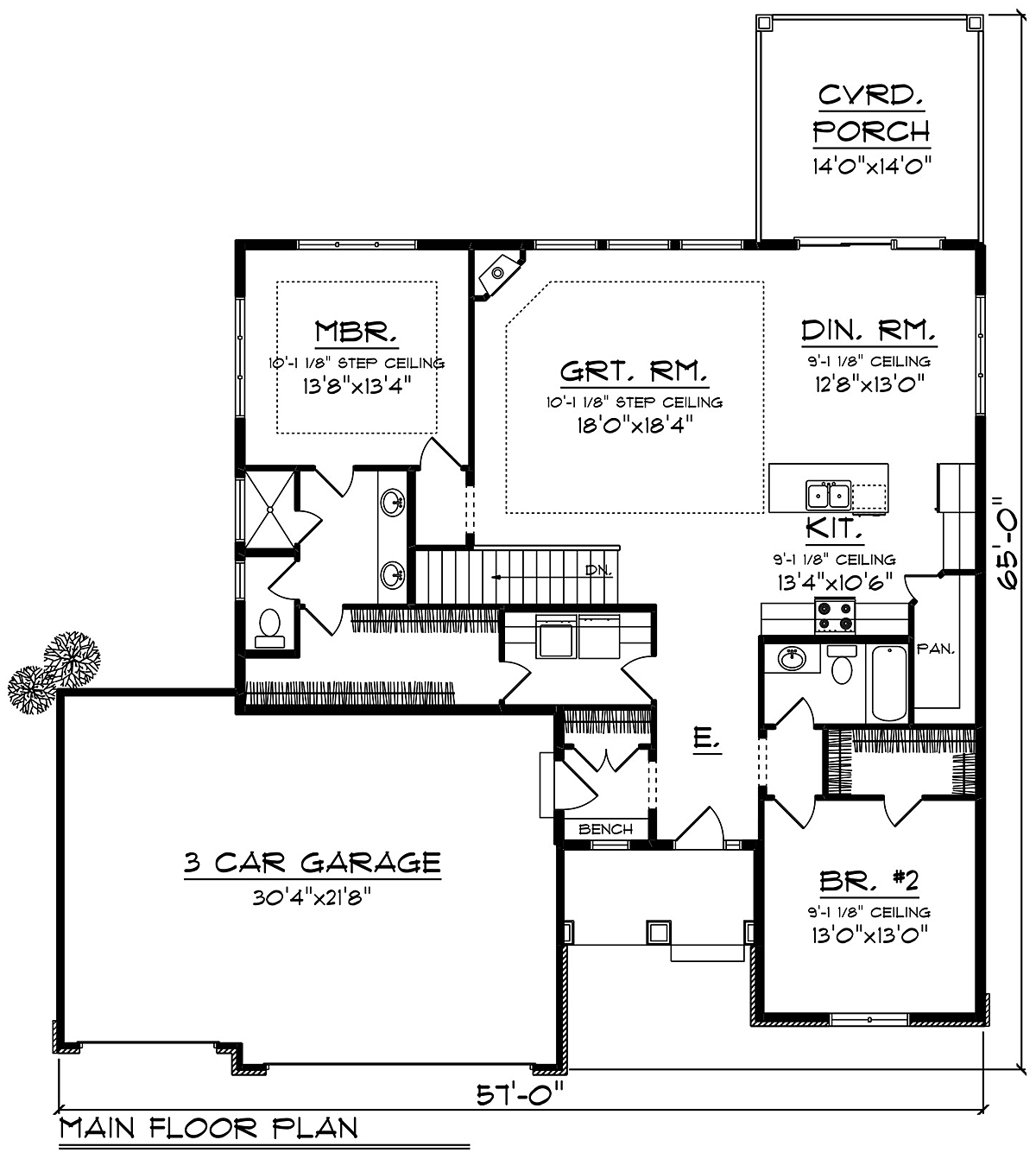 Craftsman Ranch Traditional Level One of Plan 75480