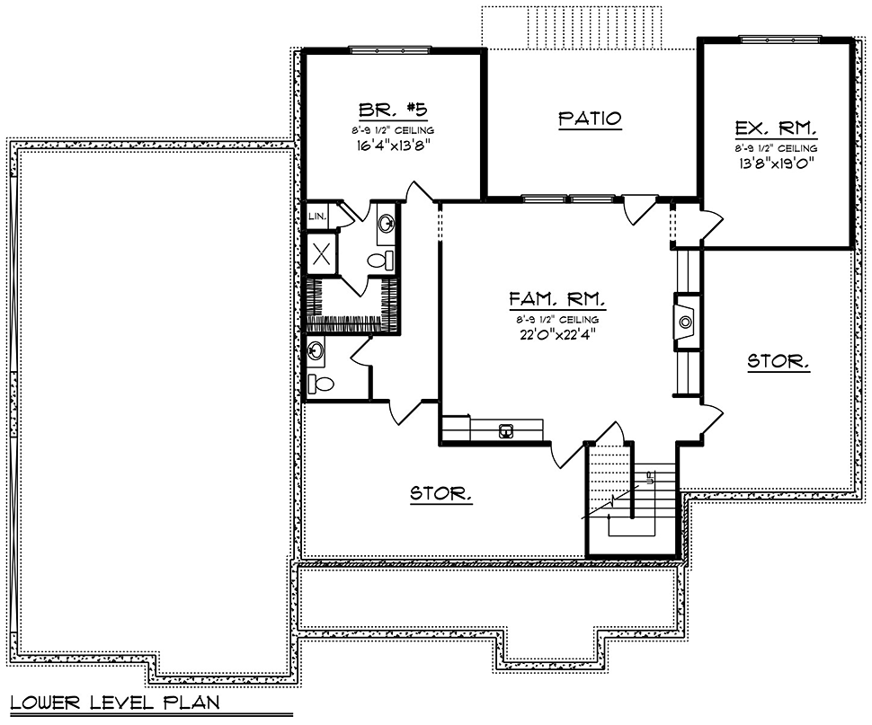 Country Ranch Traditional Lower Level of Plan 75481