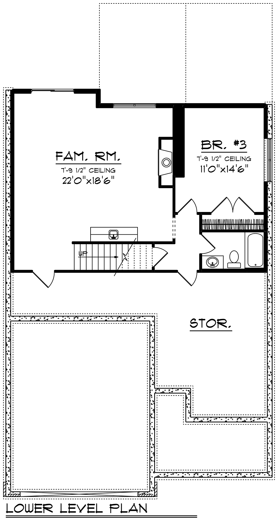 Bungalow Cottage Craftsman Lower Level of Plan 75482