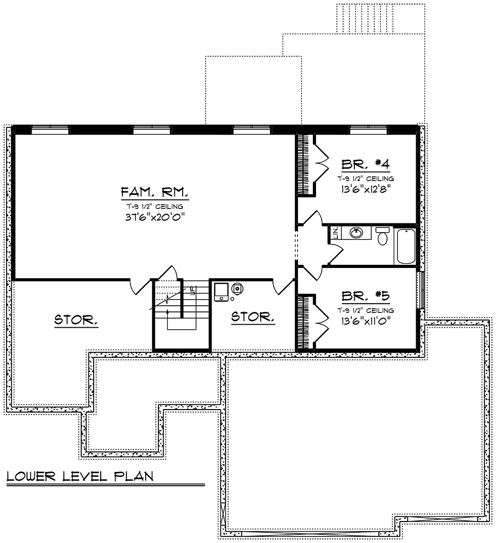 Craftsman Ranch Traditional Lower Level of Plan 75485