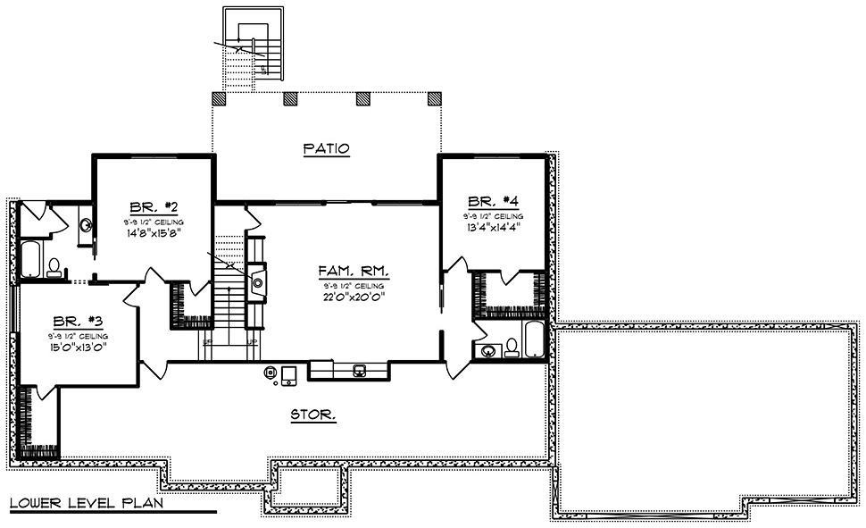 Craftsman Ranch Traditional Lower Level of Plan 75486