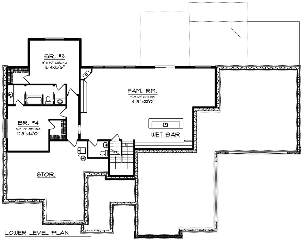 Country Craftsman Ranch Traditional Lower Level of Plan 75489