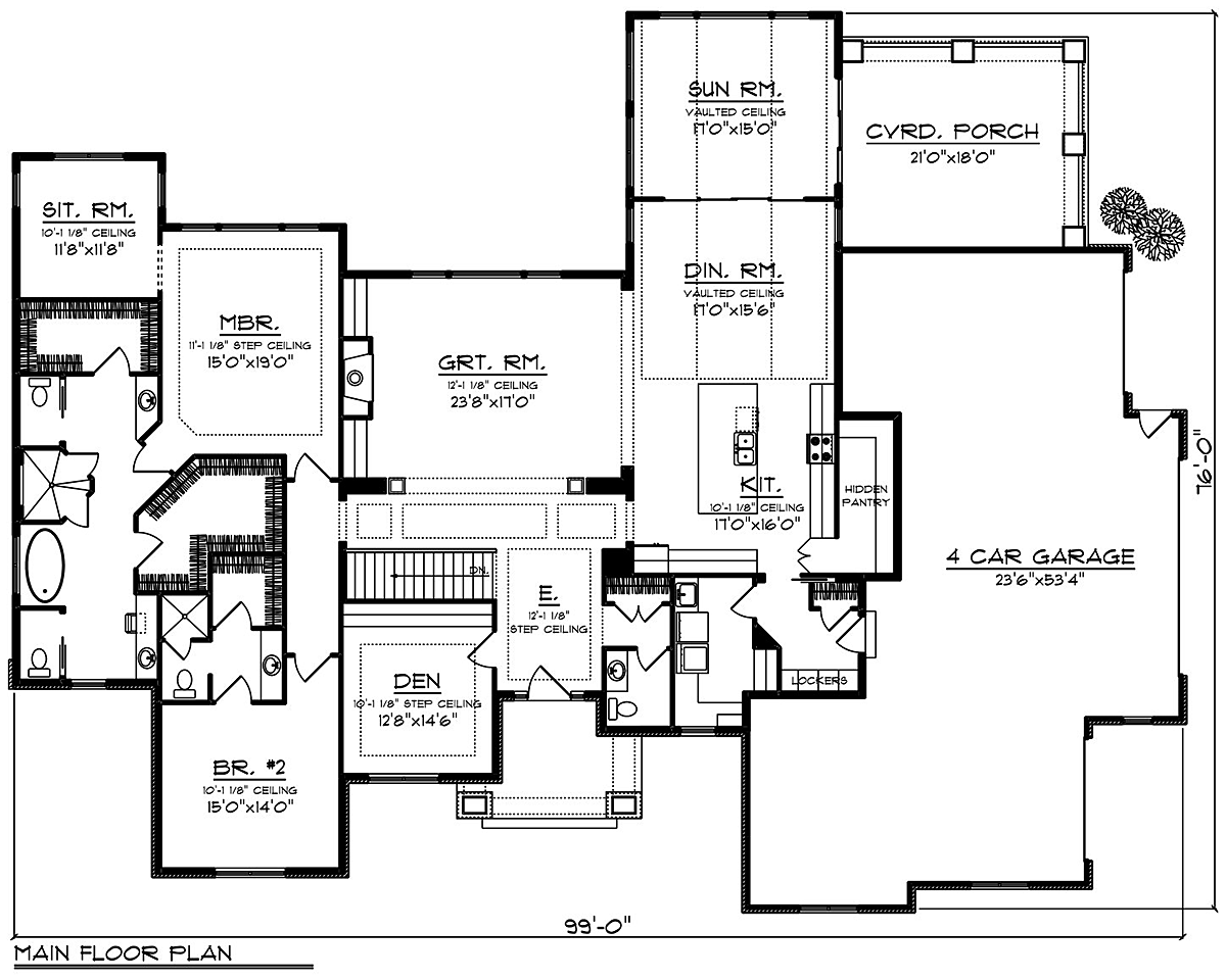 Contemporary Prairie Style Level One of Plan 75491