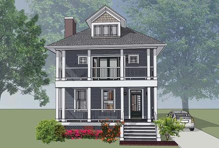 Colonial Southern Elevation of Plan 75501