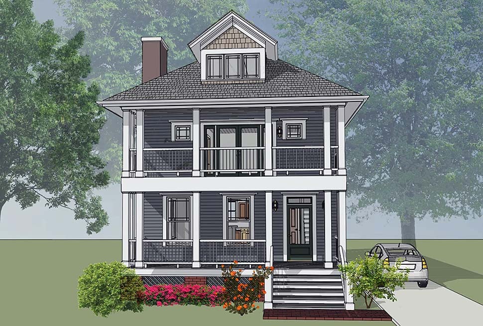 Colonial, Southern Plan with 1698 Sq. Ft., 3 Bedrooms, 3 Bathrooms Elevation