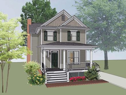 Colonial Southern Elevation of Plan 75502