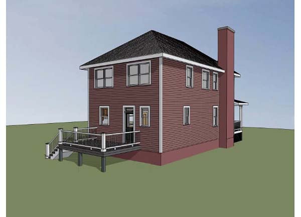 Colonial Southern Rear Elevation of Plan 75503