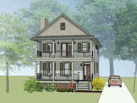 Colonial Southern Elevation of Plan 75504