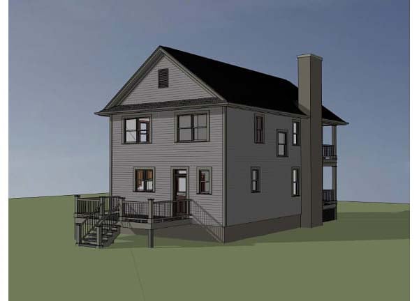 Colonial Southern Rear Elevation of Plan 75504