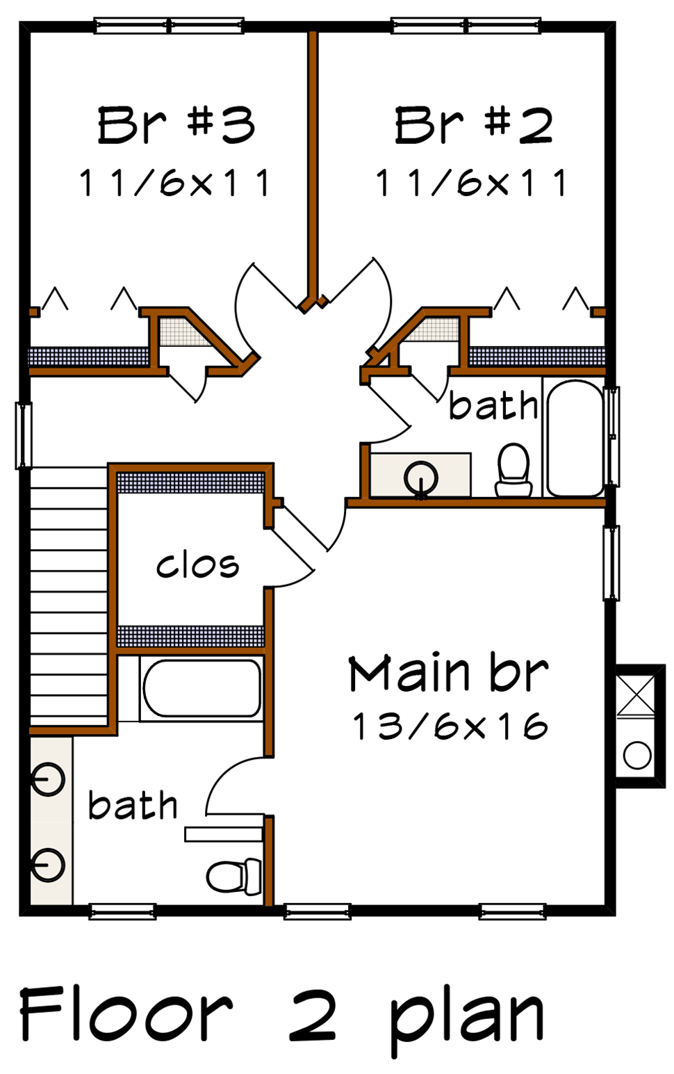 Bungalow Craftsman Level Two of Plan 75507