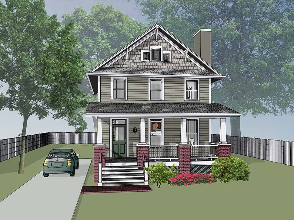 Bungalow, Craftsman Plan with 1696 Sq. Ft., 3 Bedrooms, 3 Bathrooms Elevation