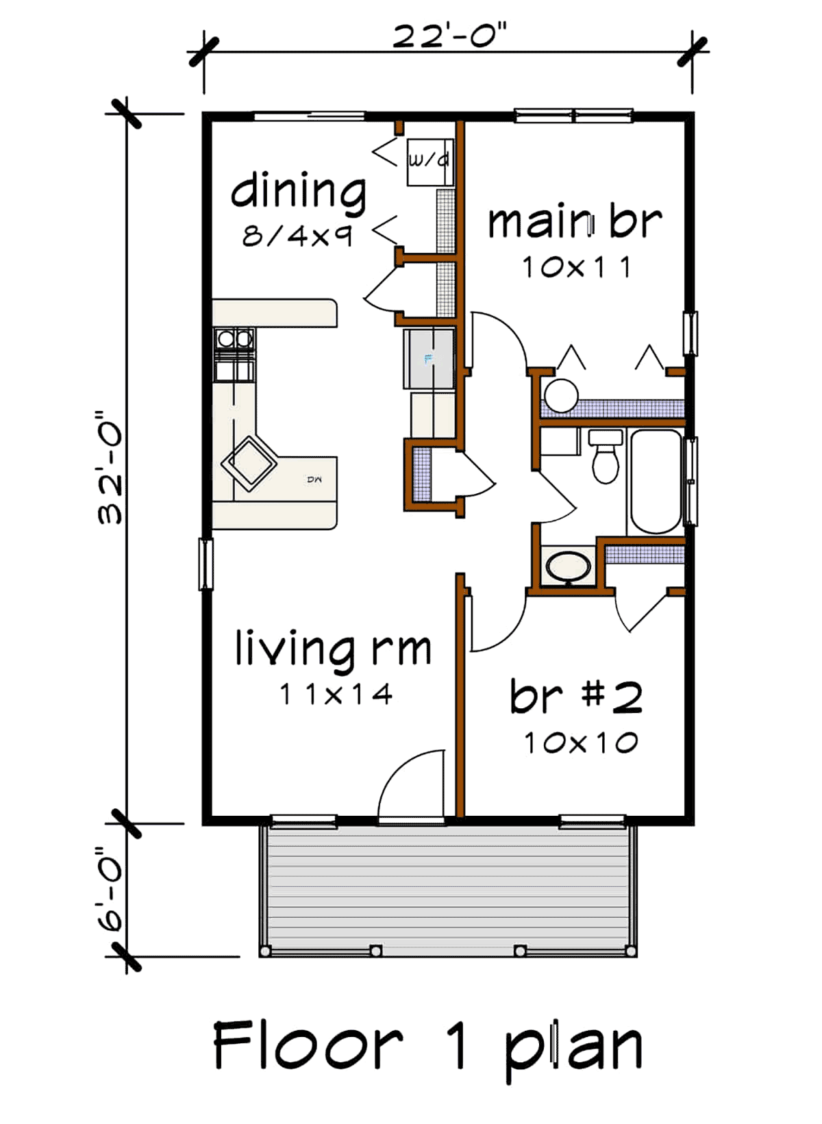 Bungalow Colonial Cottage Level One of Plan 75512