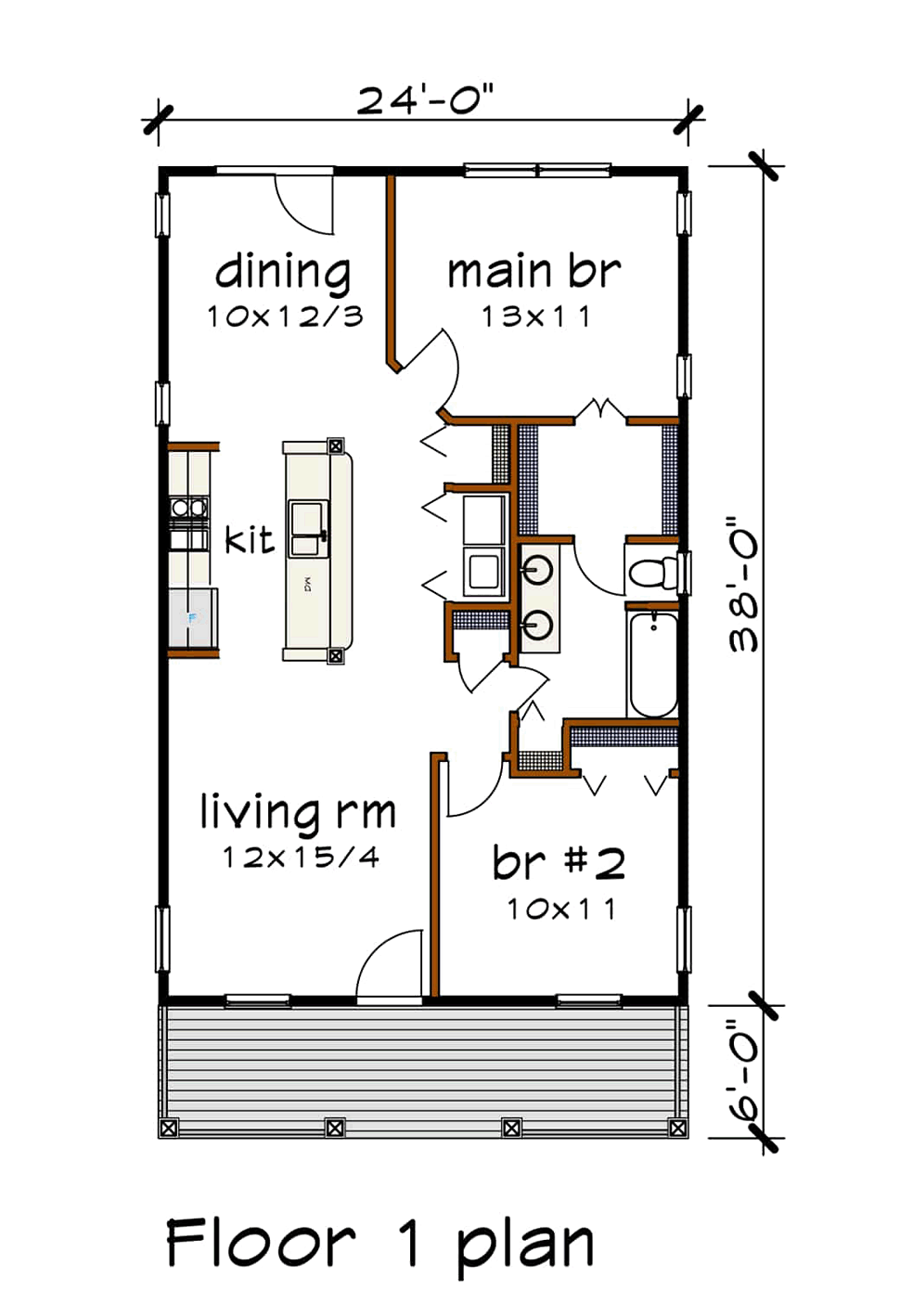 Bungalow Level One of Plan 75516