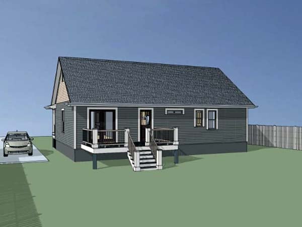 Bungalow Cottage Rear Elevation of Plan 75518