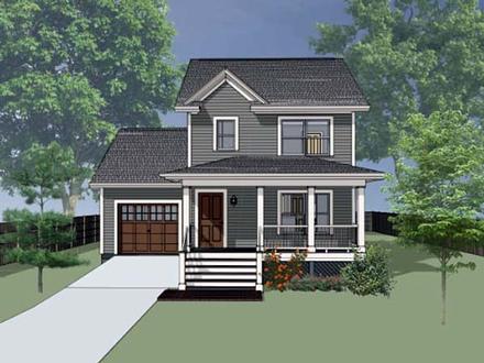 Colonial Country Southern Elevation of Plan 75520