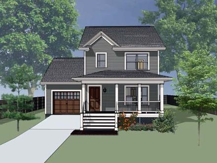 Colonial Country Southern Elevation of Plan 75520