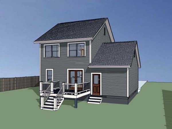 Colonial Country Southern Rear Elevation of Plan 75520